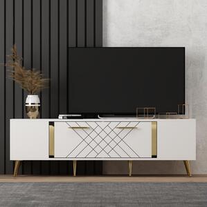 TV stolek/skříňka Depeche (bílá + zlatá)