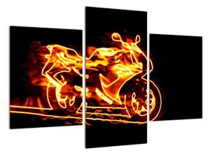 Hořící motorka - obraz (90x60cm)