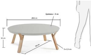Šedý lakovaný konferenční stolek Kave Home Dilos 90 cm
