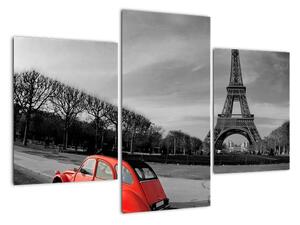 Trabant u Eiffelovy věže - obraz na stěnu (90x60cm)