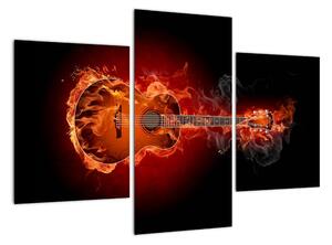 Obraz hořící kytara (90x60cm)