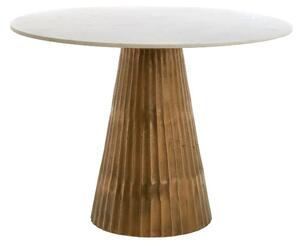 Kulatý jídelní stůl v bílé a bronzové barvě s deskou v dekoru mramoru ø 100 cm Leyda – Light & Living