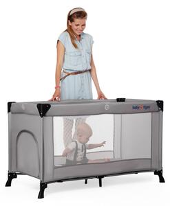 KINDERKRAFT - Cestovní postýlka Baby Tiger VIKI šedá