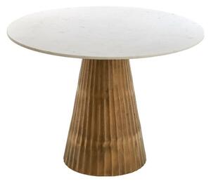 Kulatý jídelní stůl v bílé a bronzové barvě s deskou v dekoru mramoru ø 100 cm Leyda – Light & Living