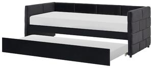 Rozkládací postel Umělý samet CHAVONNE 90 x 200 cm Černá