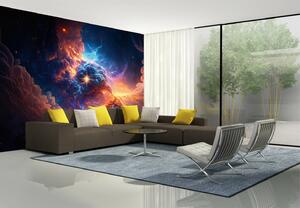 DIMEX | Vliesová fototapeta na zeď Space and Stars MS-5-AI-0001 | 375 x 250 cm | černá, oranžová, fialová
