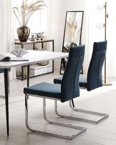 Sada sametových jídelních židlí modrá ROCKFORD