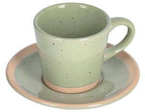 Světle zelený keramický šálek a podšálek Kave Home Tilia 90 ml