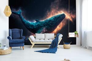 DIMEX | Vliesová fototapeta na zeď The Blue Whale MS-5-AI-0004 | 375 x 250 cm | černá, oranžová, modrá