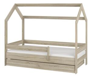 Dětská domečková postel se šuplíkem LITTLE HOUSE - dub sonoma - 180x80 cm