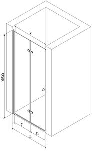 Mexen LIMA sprchové skládací dveře ke sprchovému koutu 70 cm, zlatá, 856-070-000-50-00