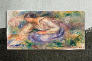Obraz na skle Obraz na skle Abstrakce žena tráva