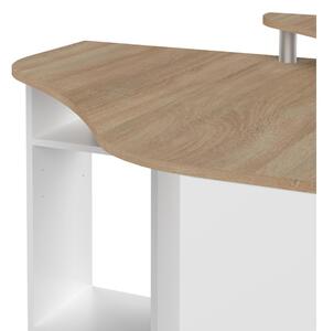 Bílý pracovní stůl s deskou v dekoru dubu 94x94 cm - TemaHome