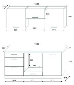 Kuchyňská linka CELESTE 180 cm lesklá šedá