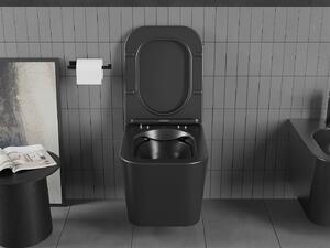 Mexen Teo závěsné wc Rimless s toaletním Slim sedátkem z duroplastu, černá matná - 30850685