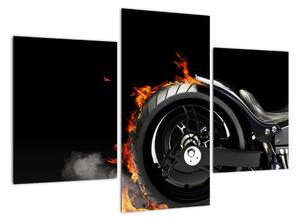 Obraz hořící motorky (90x60cm)
