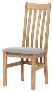 Dřevěná jídelní židle, potah stříbrná látka, masiv dub, přírodní odstín - C-2100 SIL2