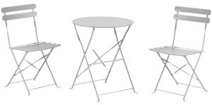 Světle šedý zahradní set dvou kovových židlí a stolu Kave Home Alrick