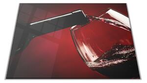 Skleněné prkénko láhev a sklenice červené víno - 30x20cm