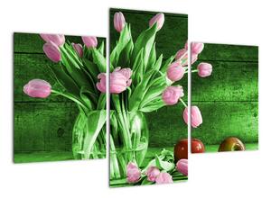 Tulipány ve váze, obraz na stěnu (90x60cm)