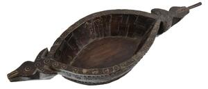 Kharal, stará dřevěná miska na opium, 32x12x8cm