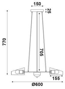 ACA DECOR Závěsné industriální svítidlo GRID 3xE27 - Ø 60 cm