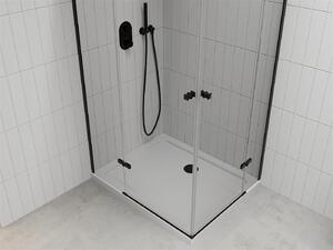 Mexen Roma Duo, sprchový kout 90 (dveře) x 80 (dveře) cm, 6mm čiré sklo, černý profil + sprchová vanička, 854-090-080-70-02-4010B