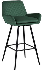 Zelená sametová barová židle Richmond Linsey 81,5 cm