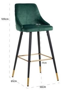 Zelená sametová barová židle Richmond Imani 77 cm