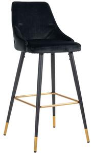 Černá sametová barová židle Richmond Imani 77 cm