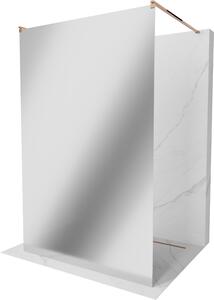 Mexen Kioto, průchozí sprchová zástěna 110 x 200 cm, 8mm sklo vzor zrcadlo, 2x růžové zlato stabilizační rozpěra, 800-110-002-60-50
