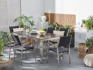 Sada zahradního nábytku stůl se skleněnou deskou 180 x 90 cm 6 ratanová židle GROSSETO