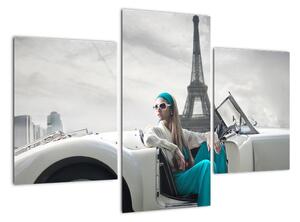 Obraz ženy u Eiffelovy věže (90x60cm)