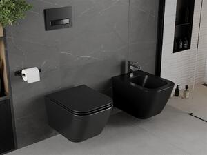 MEXEN - Madox WC mísa Rimless prkénko se zpomalovacím mechanismem Slim, duroplast, černá matná - 30154070