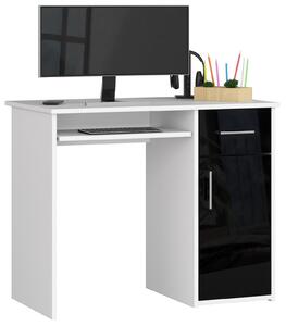 Designový psací stůl MELANIA90, bílý / černý lesk