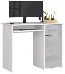 Designový psací stůl MELANIA90, bílý / metalický lesk