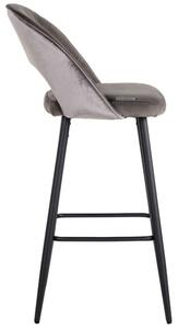 Šedá sametová barová židle Richmond Luna 74 cm