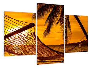 Západ slunce na pláži, obraz (90x60cm)