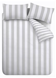 Prodloužené bílo-šedé povlečení na dvoulůžko 230x220 cm Cove Stripe – Catherine Lansfield