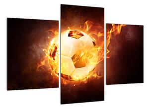 Obraz hořícího fotbalového míče (90x60cm)