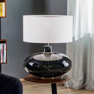 Argon Stolní lampa Skien, stínidlo na lampu bílé, skleněná základna kouřově šedá, Hliník / šedá / zinek, Obývací pokoj / jídelna, Sklo, Moderní