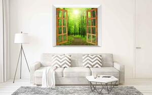 3D obraz okno zelený les Velikost (šířka x výška): 50x40 cm