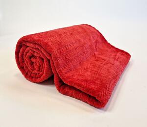 Jahu Deka mikroplyš s texturou 150 x 200 cm Barva: červená - proužek