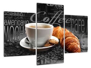 Káva s croissantem - obraz (90x60cm)