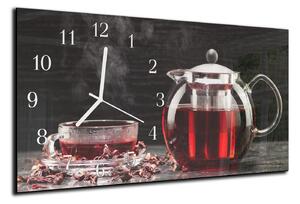 Nástěnné hodiny 30x60cm konvice s čajem - plexi