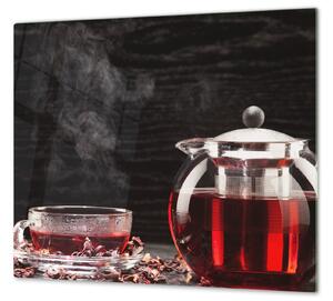 Ochranná deska konvice a šálek s čajem - 40x40cm / S lepením na zeď