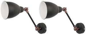 Sada 2 nástěnných lamp MISSISSIPPI Nastavitelná Kov Grafitově šedá