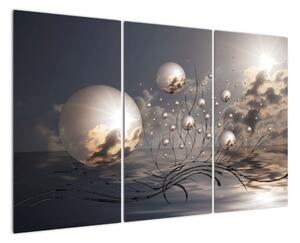 Abstraktní obraz - šedé koule (120x80cm)