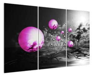 Abstraktní obraz - fialové koule (120x80cm)