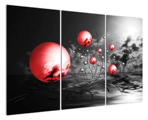 Abstraktní obraz - červené koule (120x80cm)